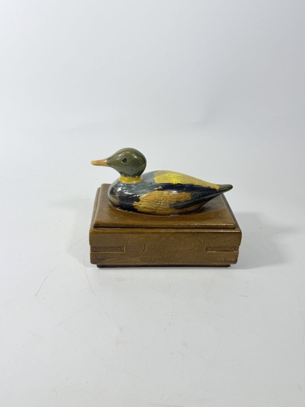 Trinket Cigar Box Duck Vintage Ceramic Hand Painted Mold Desk Dresser Accessorie - Picture 11 of 13